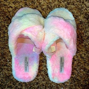 tie dye fluffy slippers